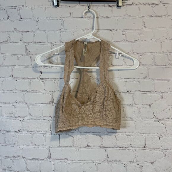 Free People Intimately Galloon Racerback Bralette Nude Size Medium - Picture 1 of 6